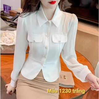 Áo sơ mi nữ kiểu đẹp trắng đen bigsize đến 70kg