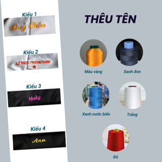 Thêu tên theo yêu cầu, thêu tên kiểu, thêu tên lên áo nhiều kiểu