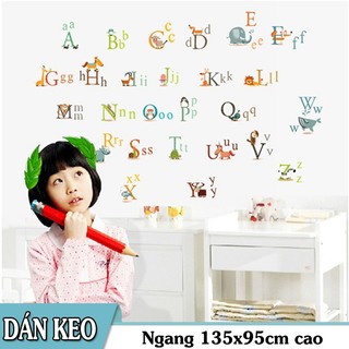 Decal trang trí Bảng Chữ Cái hình Thú Tinh nghịch cho Trẻ