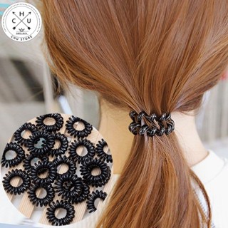 Dây buộc tóc lò xo đen gọn gàng cho nữ, chun buộc tóc nhựa dạng lò xo xoắn co giãn kt30