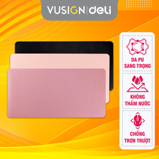 Lót Chuột Da DELI 2 Mặt Cỡ Lớn, Bàn Di Chuột Pad Da PU Chống Nước Dày Dặn Siêu Bền Chống Trầy Xước