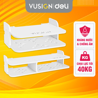 Kệ Treo Tường DELI - Giá Đỡ Máy Chiếu, Moderm Wifi Đa Năng Không Cần Khoan Bằng Gỗ Nhựa Cao Cấp