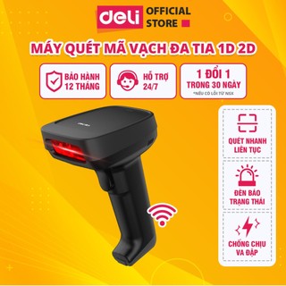 Máy quét mã vạch 1d 2d deli - kết nối không dây, quét mã vạch đa tia - máy bắn mã vạch sản phẩm