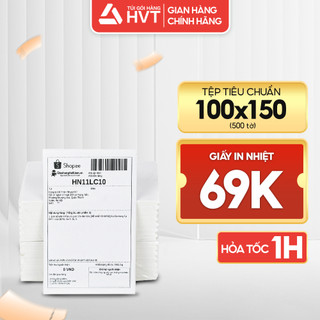 Giấy In Nhiệt HVT Khổ A6 A7 3 Lớp Tự Dính Chống Nước Kích Thước 100x150cm & 75x100cm Sử Dụng Cho Máy In Nhiệt