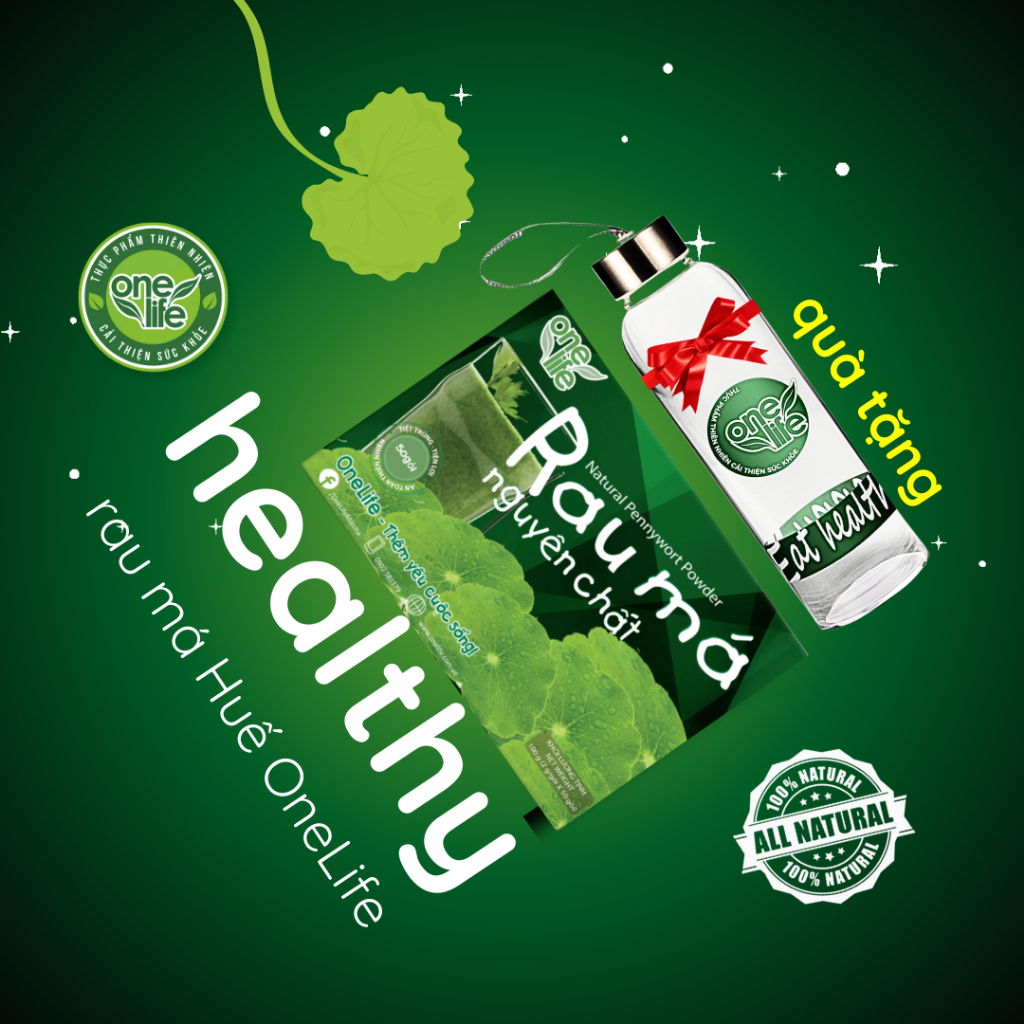 Bột Rau Má Huế ONELIFE Hộp 50 Gói - Hòa Tan Tươi Nguyên Chất, Giúp Giảm Cân, Không Đường