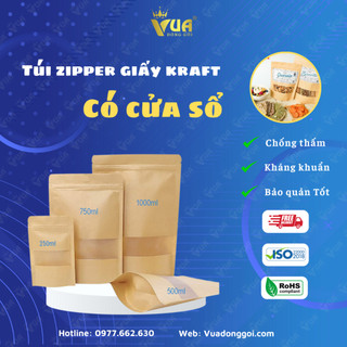 Túi Zip Giấy Kraft Có Cửa Sổ Đáy Đứng - Túi Zip giấy đựng thực phẩm - Full size