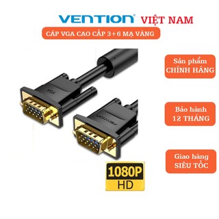 Dây cáp VGA mạ vàng cao cấp(3+6), 15pin Vention, dài 1,5m đến 5m hỗ trợ full HD 1080