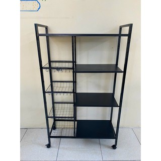 Kệ Nhà Bếp 4 Tầng Có Khay Lưới - Chất Liệu Thép Không Gỉ Có Bánh Xe Di Chuyển Hàng Xuất Khẩu
