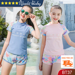 Đồ bơi bé gái size lớn đến 60kg, áo tắm nữ 2 mảnh cộc tay quần sooc đùi thể thao trẻ trung, chất xịn đẹp loại một | BT37