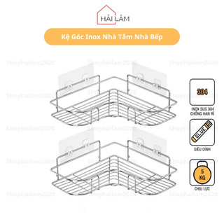 Kệ góc Inox nhà tắm không gỉ có miếng dán siêu chắc chắn