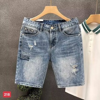 Quần short jean nam màu xanh rách chất bò - quần short jean lửng nam co giãn thời trang cao cấp Tp_shop_87 ms245