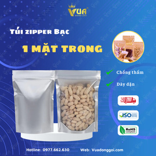 1KG Túi Zip Bạc, Túi Zip Đựng Thực Phẩm Đáy Đứng 1 Mặt Bạc 1 Mặt Trong, Đầy Đủ Kích Thước
