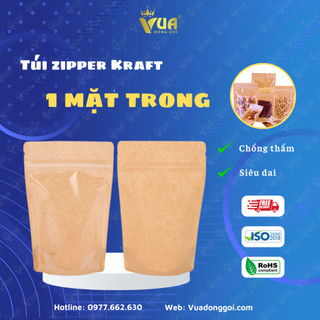Túi Zipper Giấy Kraft Nâu Có 1 Mặt Trong 1 Mặt Giấy, Trọng lượng 500g - 1kg, Full kích thước
