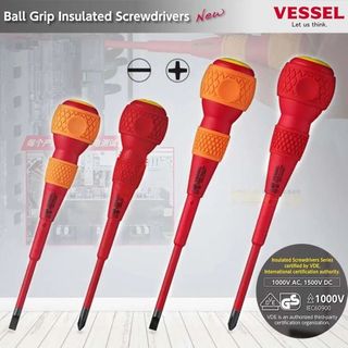 Tua vít no.200 cán tròn bọc cách điện cao áp 1000v vessel made in japan hàng chính hãng | hctoolsvn