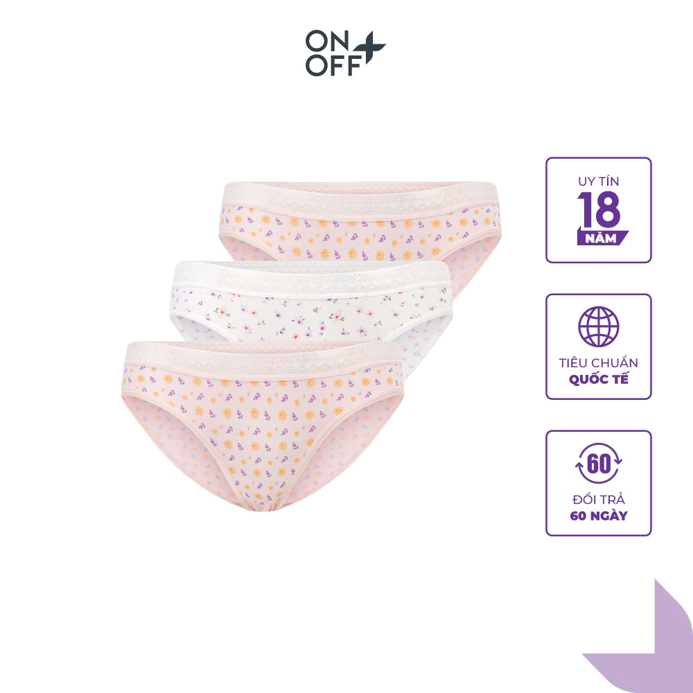 Combo 3 quần lót nữ ONOFF cotton USA cạp ren mềm mịn - 16UQ23A015 chỉ còn size M