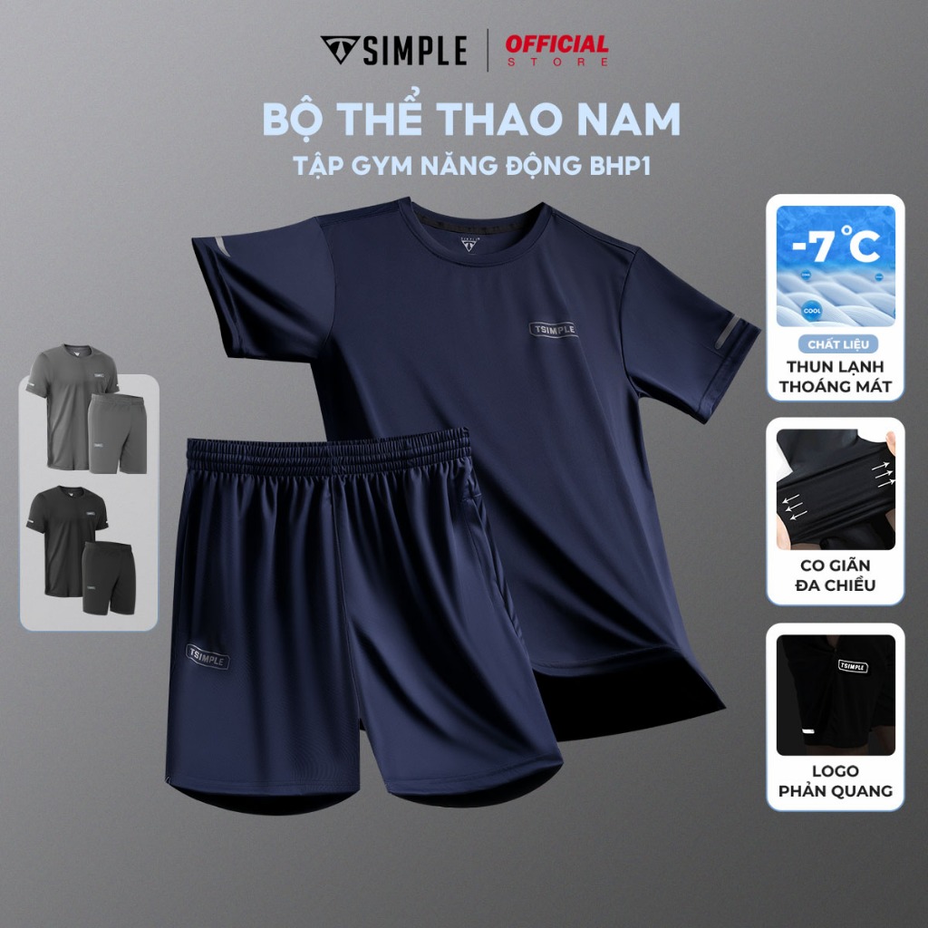 Bộ Thể Thao Nam TSIMPLE quần áo tập gym vải thun lạnh thoáng mát co giãn năng động thời trang MSSBHP1