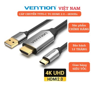 Cáp chuyển USB Type C sang HDMI 2.0 hỗ trợ 2k, 4k kèm USB nguồn Vention