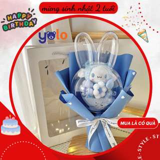 Bó hoa gấu bông mika trong suốt quà 8/3 tặng valentine(ship hỏa tốc hn)