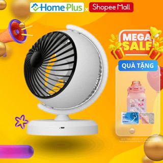 Quạt Mini ONEBI Tích Điện Để Bàn Hình Quả Địa Cầu, Quạt Để Bàn Mini Xoay 360 Độ Tích Hợp Đèn LED