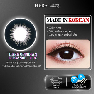 Kính Áp Tròng Hera Đá Obsidian Đen 0 Độ DARK OBSIDIAN Nhập Khẩu Hàn Quốc Lens Không Cận 6 Tháng