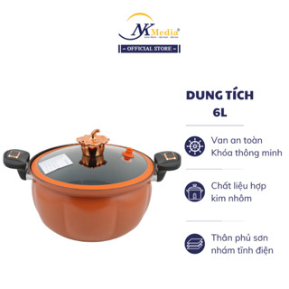 Nồi áp suất bí ngô 6L Nkmedia MD-GPC286, dung tích 6L - Nồi hầm 4in1 hầm, nồi chiên, xào nấu đa năng