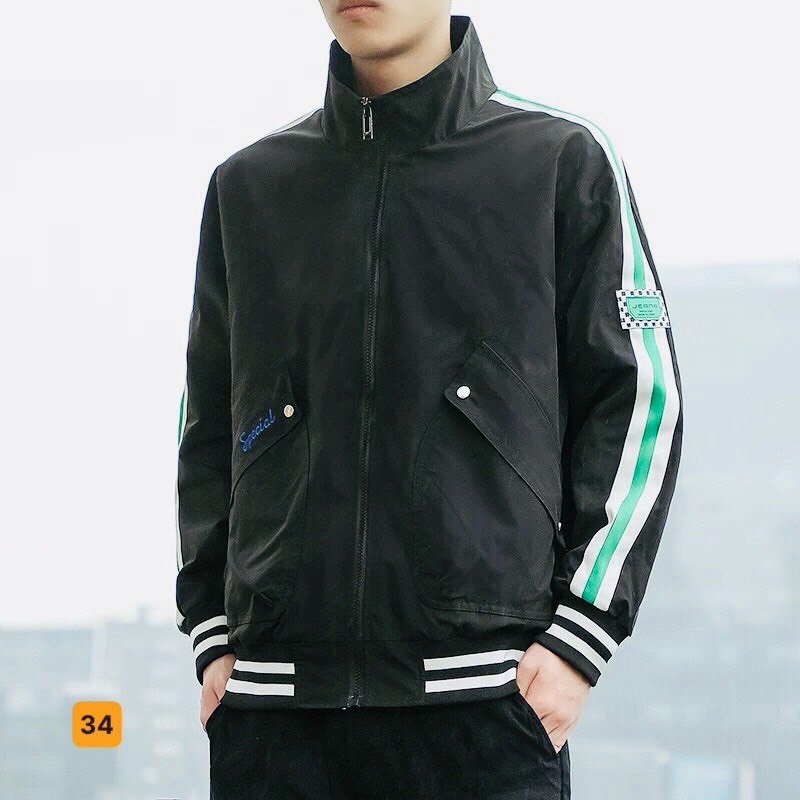 ÁO KHOÁC DÙ NAM NỮ 2 LỚP KHÔNG NÓN CHẠY SỌC CÁNH TAY SIÊU ĐẸP