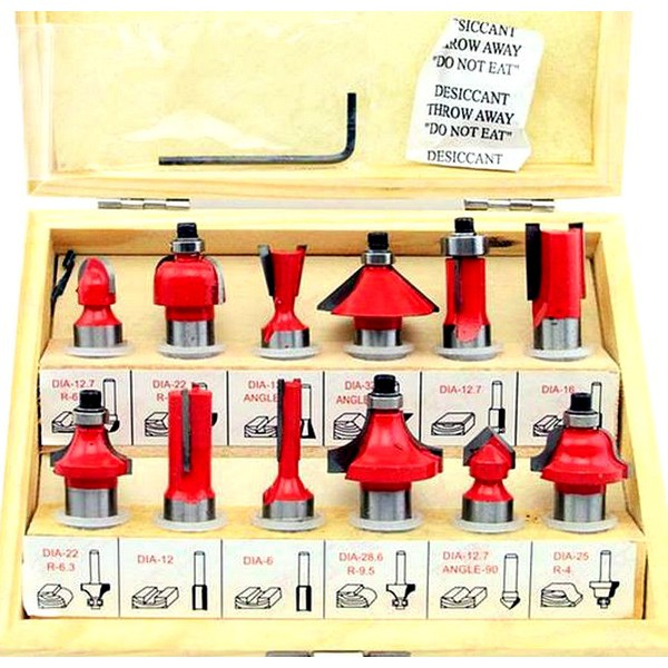BỘ 12 MŨI PHAY GỖ CỐT LỚN (1/2) -12LY7 ( HỘP VÀNG )