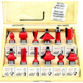 BỘ 12 MŨI PHAY GỖ CỐT LỚN (1/2) -12LY7 ( HỘP VÀNG )