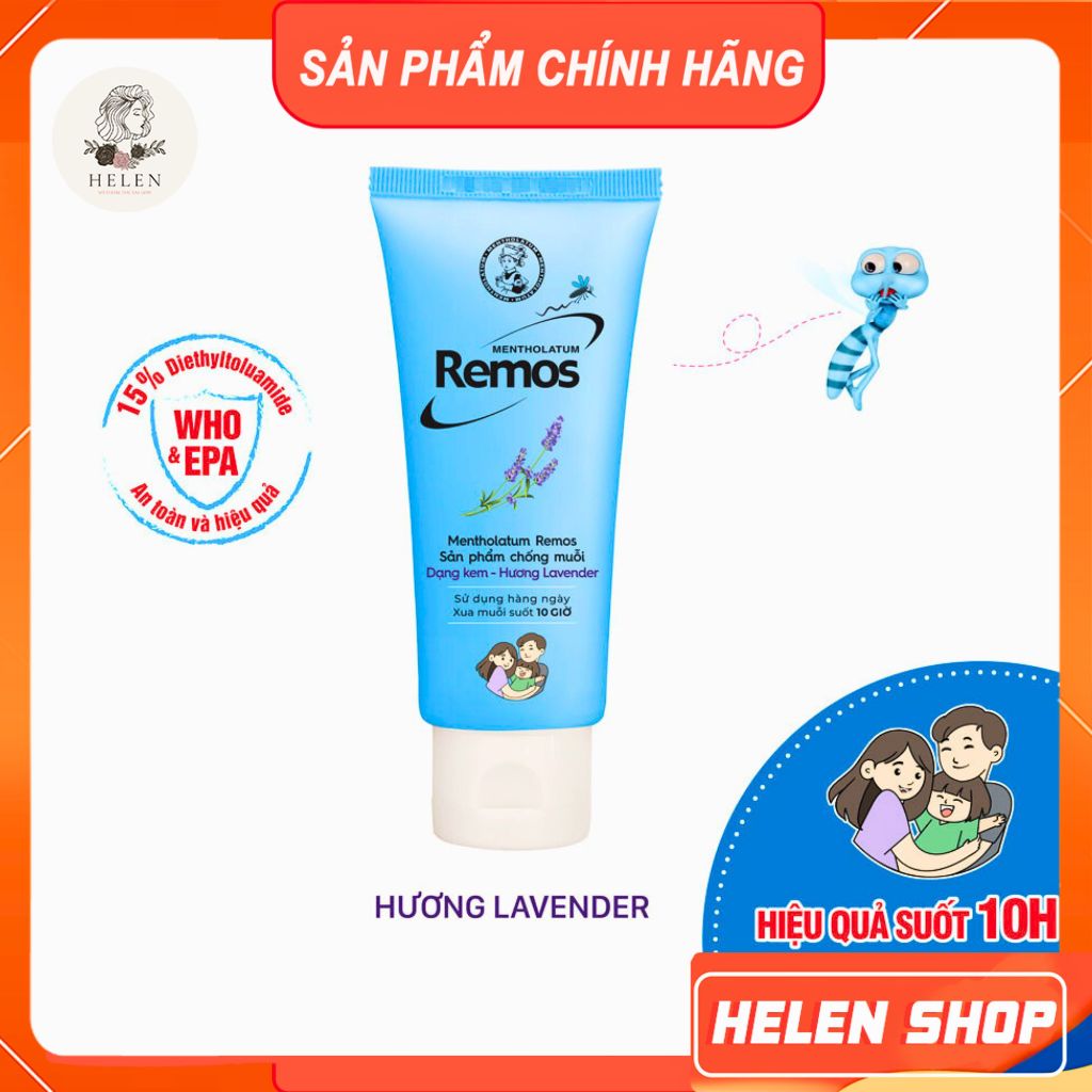 REMOS Kem Chống Muỗi Rohto Mentholatum Remos 70g Hương Lavender, Chanh Sả, Cam Quýt Xua Đuổi Muỗi Suốt 10h