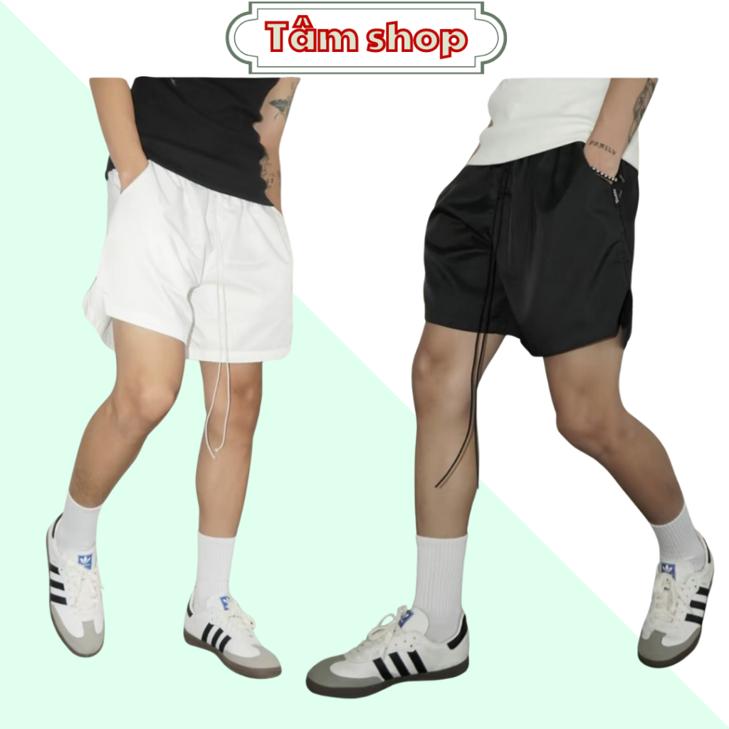 Short ngắn nam nữ phối DÂY DÀI phong cách thời trang , quần đùi size 40kg tới 80kg vải KAKI thể thao co dãn - tâmshop