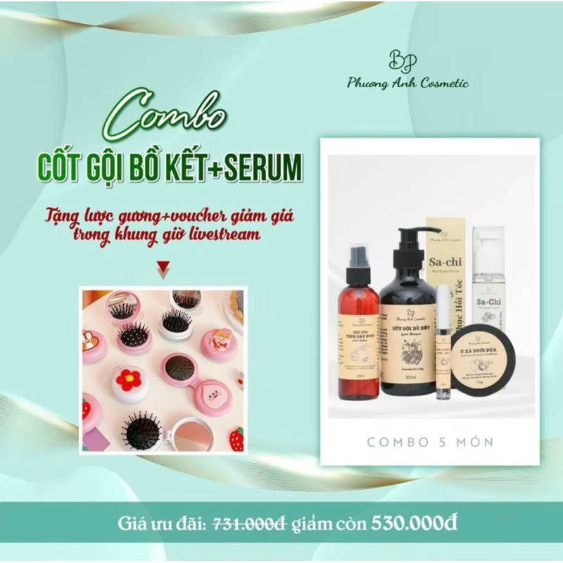 COMBO 5 MÓN CHĂM SÓC TÓC TOÀN DIỆN (dầu gội-dầu xả-xịt hỗ trợ mọc tóc-serum dưỡng mi)