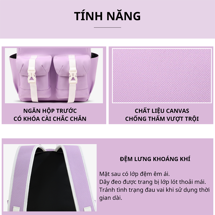Balo nữ thời trang Vernaz Backpack 656 - Thiết kế tối ưu nhiều ngăn - Chính hãng phân phối