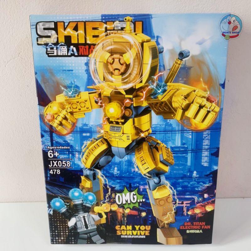 Skibidi toilet, 478 pcs, Dr. Titan Electric Fan vs skibidi toilet, 2 nhân vật