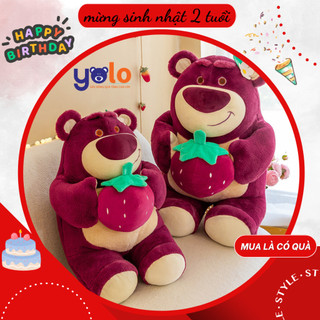 Gấu Bông Gấu Dâu Lotso  Ôm Trái Dâu Cực Xinh - Thú nhồi bông yolo cao cấp hàng quảng châu cao cấp
