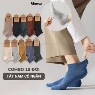 Set 10 đôi tất vớ nam nữ cổ ngắn nhiều màu GOMTAT, chất liệu sợi cotton êm chân, mềm mại thoáng mát - CB023-10DOI