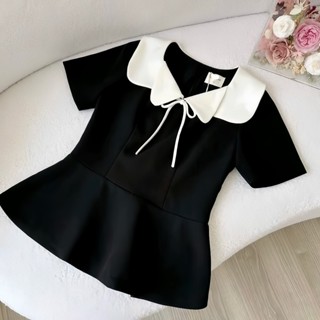 [HH.BIGSIZE] Áo Peplum Nữ cổ kép Bigsize phối dây nơ xinh xắn nhẹ nhàng chất tuyết hàn