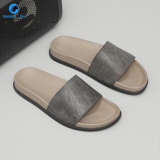 Dép nam quai ngang Da cao cấp SMARTMEN DC-12 Xám