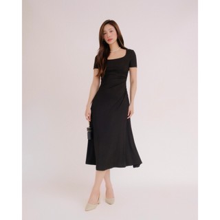 THE19CLUB - Váy cotton ngắn tay ôm sát dáng dài chi tiết nhún eo tôn dáng - MOLLY DRESS