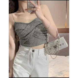 áo ống nữ 2 dây phối xích phom croptop vặn ᵰgực