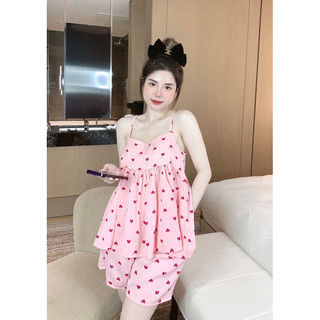 Set 2 dây nữ mặc nhà bộ đồ ngủ áo 2 dây quần cộc lụa mango 40-60kg - CHUN'S SLEEPWEAR