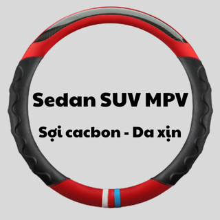 Bọc Vô Lăng Ô Tô Da Xịn Carbon Size 38cm Cầm Êm Thoải Mái Chống Ra Mồ Hôi Ôm Sát Vô Lăng