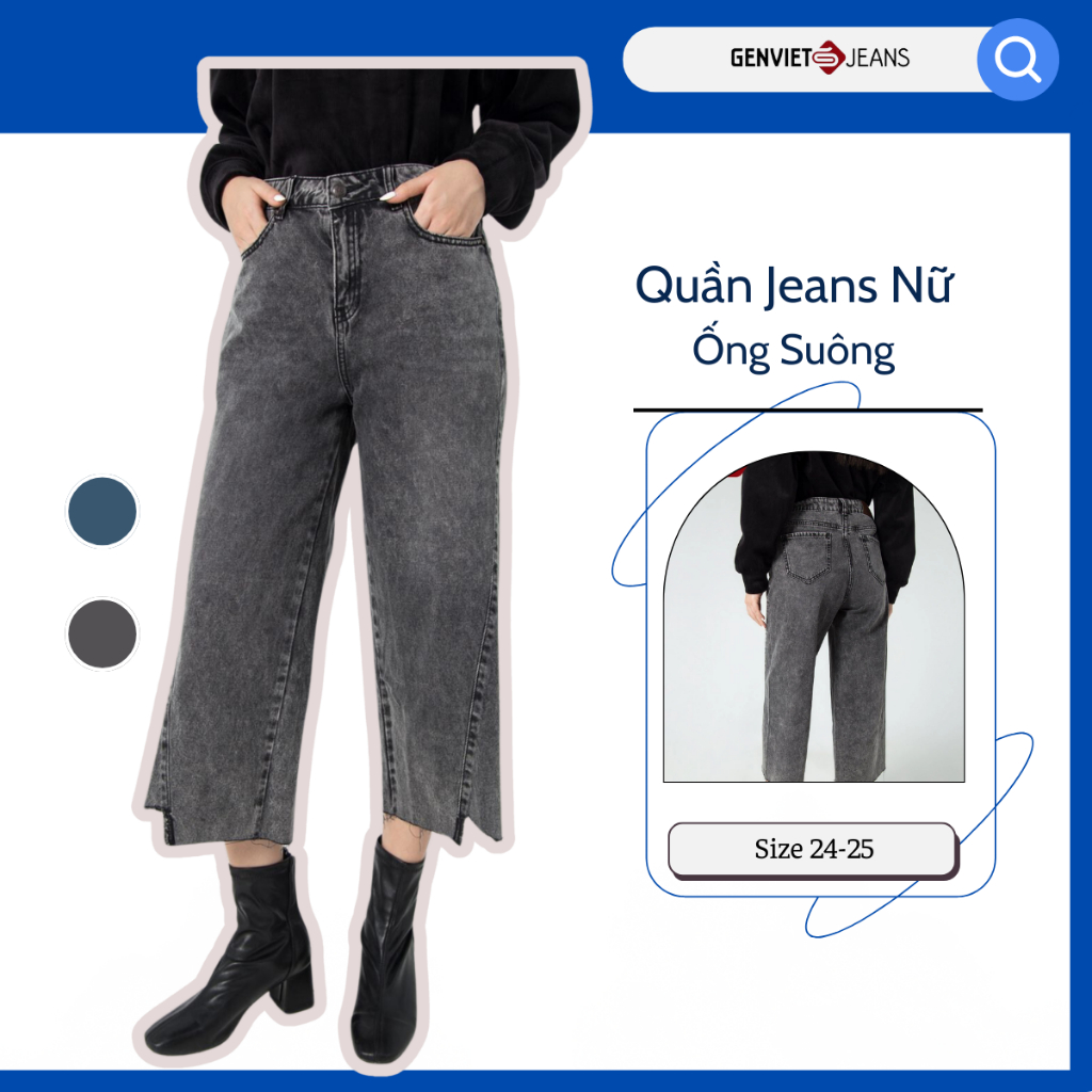 Quần Dài Jeans Nữ Ống Suông Genviet TQ124J1742