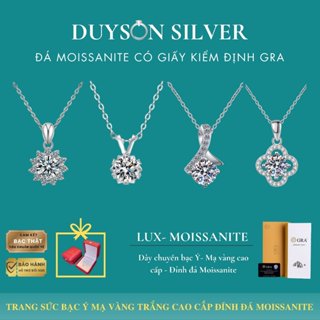  Dây chuyền bạc 925 Ý đính đá Moissanite 6,5 ly kiểm đinh GRA Duyson Silver vòng cổ nữ  MOI-DC1  