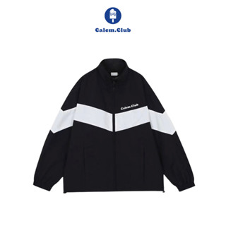  Calem Club - Áo Khoác dù nữ Cổ Bẻ Đen Phối Màu form rộng năng động chất liệu dù 2 lớp cao cấp form unisex 