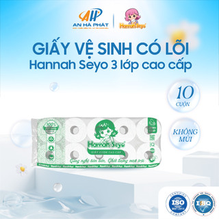 Giấy vệ sinh có lõi Hannah Seyo 3 lớp cao cấp mềm mại không xơ bông bịch 10 cuộn