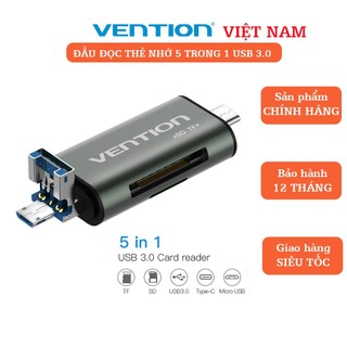 Đầu đọc thẻ USB 3.0 Vention đa năng ( Type C, Micro USB, SD, TF) dùng cho điện thoại và máy tính