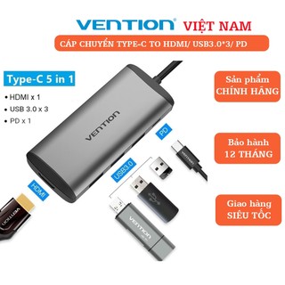 HUB USB Type-C Vention 5 in 1, Type-C to USB 3.0/HDMI/Type-C PD 20V/3A