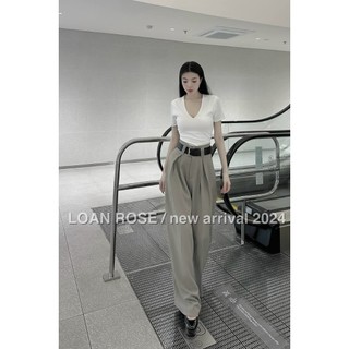 Áo Thun Cotton Cao Cấp Cổ Tim Thiết Kế Ôm Eo Trơn Basic V525