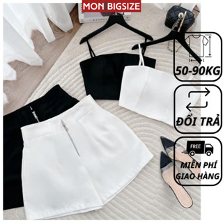  Set đồ bộ bigsize nữ dự tiệc đi chơi sang chảnh kiểu áo bra 2 dây kèm quân MON big size 50 - 90kg 