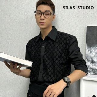 Áo sơmi nam tay dài thiết kế flyer phối xước nhà silas